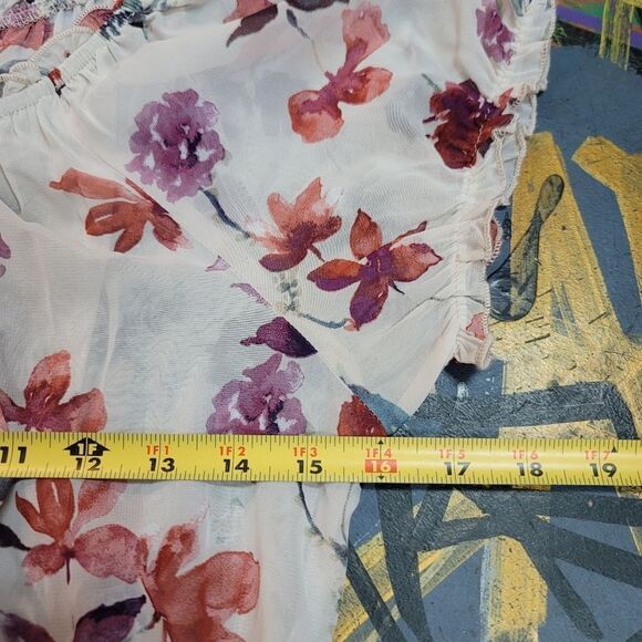 Kate and Lily floral ruffled dress size 10P - sheer top half - Boho Chic - Picture 6 of 10